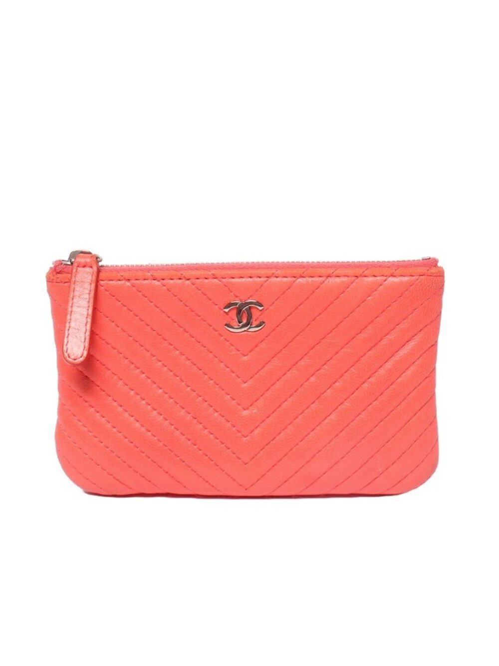 Chanel Pouch V-stitch Silver